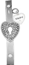 Message Bracelet, Madre, The Key to My Heart, Genuine Crystal Bracelet, It Really Locks! Hypoallergenic, Safe-Nickel, Lead, Free
