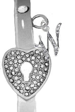 It Really Locks!, The Key To My Heart, "Initial W ", Cuff Crystal Bracelet, Hypoallergenic, Safe-Nickel, Lead, Free