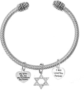 Jewish, My Mom, My Joy, My Sunshine, My Heart, I Will Love You Forever, And A Crystal Star Of David, With Crystal Ends, Hypoallergenic, Safe-Nickel, Lead, And Cadmium Free