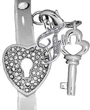 It Really Locks!, The Key To My Heart, "Initial F", Cuff Crystal Bracelet, Hypoallergenic, Safe-Nickel, Lead, Free