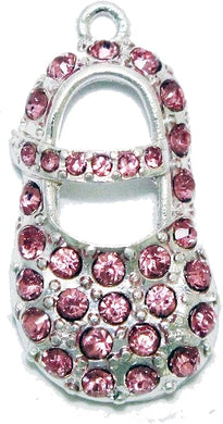Baby Shoe Girl Genuine Crystal Charm, Nickel, Lead, Cadmium Free
