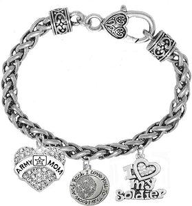 Army Mom, " I Love You To The Moon And Back", I Love My Soldier, Hypoallergenic, Safe-Nickel, Lead, Cadmium Free