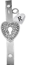 It Really Locks!, The Key To My Heart, "Initial R ", Cuff Crystal Bracelet, Hypoallergenic, Safe-Nickel, Lead, Free
