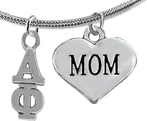 Alpha Phi Mom, Hypoallergenic Safe Adjustable Fits Anyone Licensed Sorority Jewelry Manufacturer