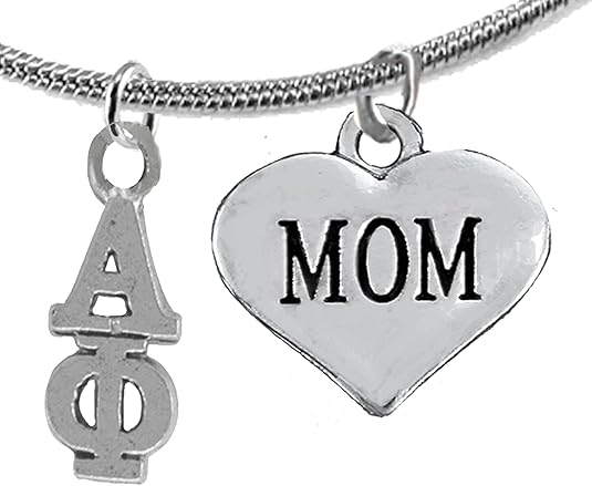 Alpha Phi Mom, Hypoallergenic Safe Adjustable Fits Anyone Licensed Sorority Jewelry Manufacturer