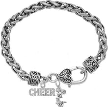 Cheer, Jumping Cheerleader, Hypoallergenic Genuine Crystal Charm Bracelet, Nickel, Lead, And Cadmium Free
