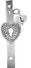 It Really Locks!, The Key To My Heart, "Initial L ", Cuff Crystal Bracelet, Hypoallergenic, Safe-Nickel, Lead, Free