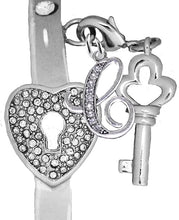 It Really Locks!, The Key To My Heart, "Initial C", Cuff Crystal Bracelet, Hypoallergenic, Safe-Nickel, Lead, Free