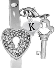 It Really Locks!, The Key To My Heart, "Initial K ", Cuff Crystal Bracelet, Hypoallergenic, Safe-Nickel, Lead, Free