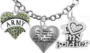 Army, My Soldier, God Has You in His Arms and I Have You in My Heart,Adjustable Necklace, Hypoallergenic Safe, No Nickel, Lead, Or Poisonous Cadmium