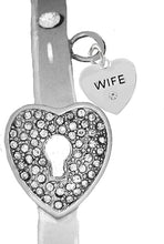 Wife, It Really Locks! The Key To My Heart Cuff Crystal Bracelet, Hypoallergenic, Safe-Nickel, Lead, Free