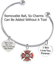 Firefighter, My Love, My Joy, My Sunshine, I Will Love You Forever Bracelet, Hypoallergenic, Safe-Nickel, Lead, Free