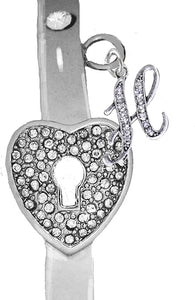 It Really Locks!, The Key to My Heart, Initial H, Cuff Crystal Bracelet, Hypoallergenic, Safe-Nickel, Lead, Free