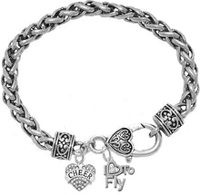 Cheer, I Love to Fly, Adjustable, Hypoallergenic Genuine Crystal Charm Bracelet, Nickel, Lead, and Cadmium Free