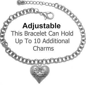 Army, God Has You in His Arms and I Have You in My Heart, Bracelet, Hypoallergenic Safe, No Nickel, Lead, Or Poisonous Cadmium in Bracelet