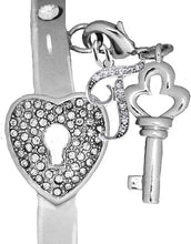 It Really Locks!, The Key To My Heart, "Initial T ", Cuff Crystal Bracelet, Hypoallergenic, Safe-Nickel, Lead, Free