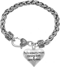 Policeman's Mom, He's My Son, He's My Hero, Bracelet, Hypoallergenic, Safe-Nickel, Lead, Free