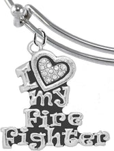 Firefighter, I Love My Firefighter, Genuine Crystal, Adjustable Bracelet, Hypoallergenic, Safe-Nickel, Lead, Free