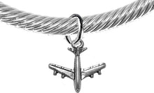 Jet Airplane, Hypoallergenic Genuine Cable with Crystal Ends Charm Bracelet, Nickel, Lead, and Cadmium Free