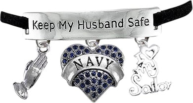 Navy Wife, Keep My Husband Safe Bracelet, Adjustable, Hypoallergenic, Safe-Nickel, Lead, Cadmium Free