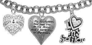 Navy Bracelet, US Navy Bracelet, Navy Mom, Navy Mom Bracelet, Sailor Moms Bracelet, Navy Mom Jewelry, US United States Navy Mom, Navy Firefighter Bracelet, Hypoallergenic, Adjustable 4 To 10 Inches