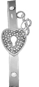 It Really Locks!, The Key To My Heart, "Initial P", Cuff Crystal Bracelet, Hypoallergenic, Safe-Nickel, Lead, Free