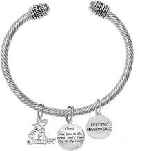 Army, My Husband, God Has You in His Arms and I Have You in My Heart, Adjustable, Hypoallergenic Safe, No Nickel, Lead, Or Poisonous Cadmium in Bracelet