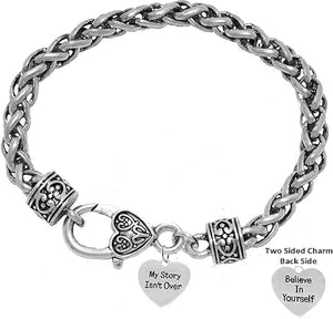 My Story Isn't Over, Believe In Yourself, On A Antique Wheat Chain Bracelet, Hypoallergenic Safe-Nickel, Lead And Cadmium Free