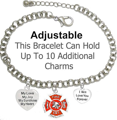 EMT, Firefighter, My Love, My Joy, My Sunshine, I Will Love You Forever Bracelet, Hypoallergenic, Safe-Nickel, Lead, Free