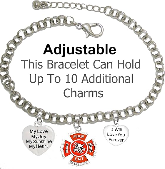 EMT, Firefighter, My Love, My Joy, My Sunshine, I Will Love You Forever Bracelet, Hypoallergenic, Safe-Nickel, Lead, Free
