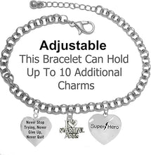 Martial Arts, Kickboxing Jewelry, Karate Jewelry, Super Hero, Never Give Up Never Quit, Never Stop Trying, " Martial Arts Jewelry" Adjustable Bracelet Hypoallergenic, Safe-Nickel, Lead Free