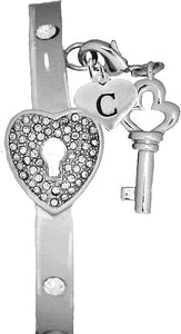 It Really Locks!, The Key To My Heart, "Initial B", Cuff Crystal Bracelet, Hypoallergenic, Safe-Nickel, Lead, Free
