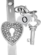 It Really Locks!, The Key To My Heart, "Initial O ", Cuff Crystal Bracelet, Hypoallergenic, Safe-Nickel, Lead, Free