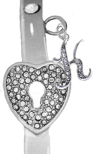 It Really Locks!, The Key To My Heart, "Initial K", Cuff Crystal Bracelet, Hypoallergenic, Safe-Nickel, Lead, Free