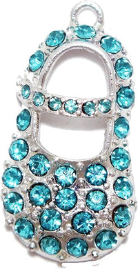 Baby Shoe Boy Genuine Crystal Charm, Nickel, Lead, Cadmium Free