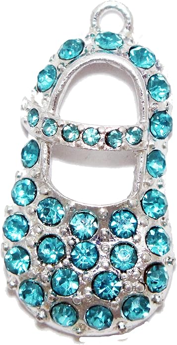 Baby Shoe Boy Genuine Crystal Charm, Nickel, Lead, Cadmium Free