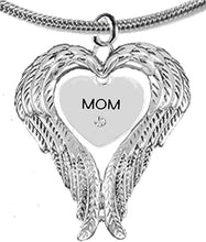 Guardian Angel, Heart (Love) Shaped Wings, Mom Crystal Necklace, Adjustable, Hypoallergenic, Safe-Nickel, Lead, Free