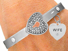 Wife, It Really Locks! The Key To My Heart Cuff Crystal Bracelet, Hypoallergenic, Safe-Nickel, Lead, Free