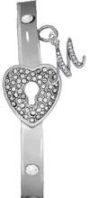 It Really Locks!, The Key To My Heart, "Initial M", Cuff Crystal Bracelet, Hypoallergenic, Safe-Nickel, Lead, Free
