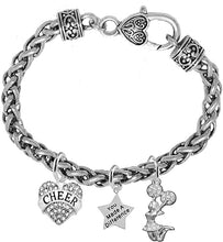 Cheer Heart, You Made A Difference, Jumping Cheerleader, Hypoallergenic Genuine Crystal Charm Bracelet, Nickel, Lead, And Cadmium Free