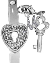 It Really Locks!, The Key To My Heart, "Initial M", Cuff Crystal Bracelet, Hypoallergenic, Safe-Nickel, Lead, Free