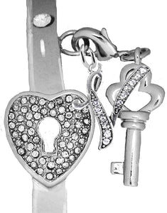 It Really Locks!, The Key To My Heart, "Initial V ", Cuff Crystal Bracelet, Hypoallergenic, Safe-Nickel, Lead, Free
