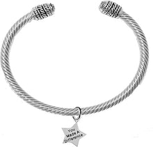 You Made A Difference, Motivational, Adjustable Cable Wire Bracelet, Hypoallergenic, Safe-Nickel, Lead, Free
