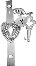 It Really Locks!, The Key To My Heart, "Initial Y ", Cuff Crystal Bracelet, Hypoallergenic, Safe-Nickel, Lead, Free