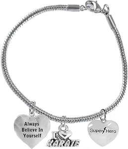 Martial Arts, Kickboxing Jewelry, Karate Jewelry, Super Hero, Always Believe In Yourself," Martial Arts Jewelry" Hypoallergenic, Safe-Nickel, Lead Free