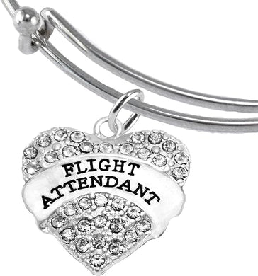 Flight Attendant, Hypoallergenic Adjustable Miracle Wire Charm Bracelet, Nickel, Lead, and Cadmium Free