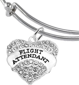 Flight Attendant, Hypoallergenic Adjustable Miracle Wire Charm Bracelet, Nickel, Lead, and Cadmium Free