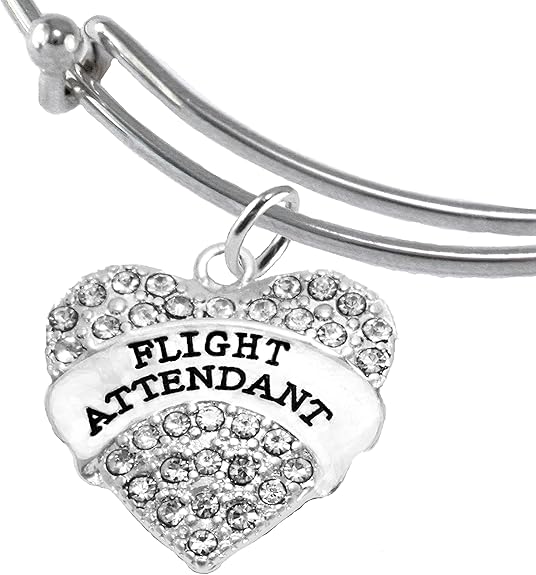 Flight Attendant, Hypoallergenic Adjustable Miracle Wire Charm Bracelet, Nickel, Lead, and Cadmium Free
