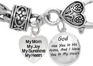 Mom, "My Mom, My Joy, My Sunshine, My Heart" Genuine Crystal Mom Heart, Bracelet, Hypoallergenic, Safe-Nickel, Lead, Free