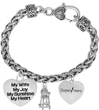 Wife, My Wife, My Joy, My Sunshine My Heart, High Chair, Super Hero Bracelet Hypoallergenic Safe- No Nickel. Lead, Or Poisonous Cadmium.
